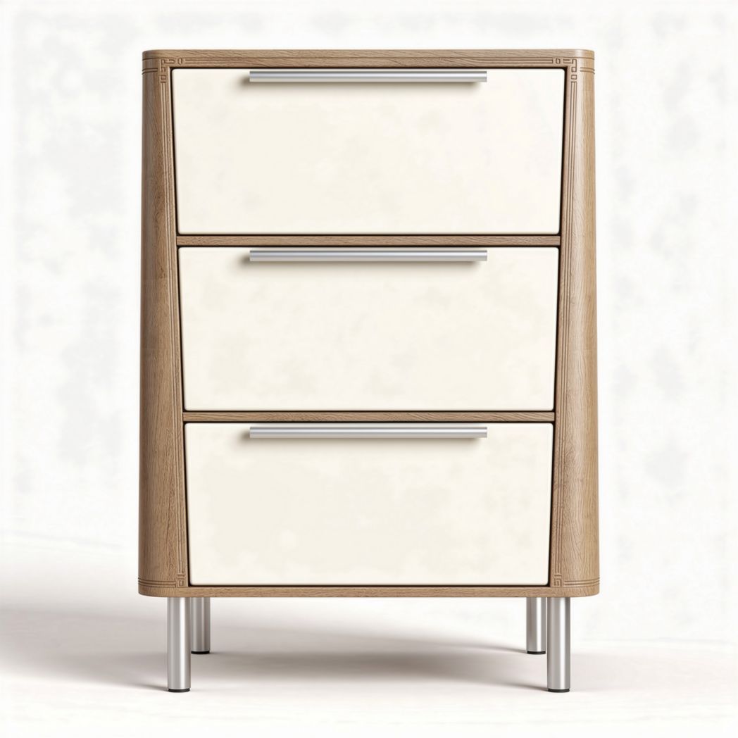 Meuble de rangement moderne en bois avec trois tiroirs couleur blanche 35 x 45 x 70cm