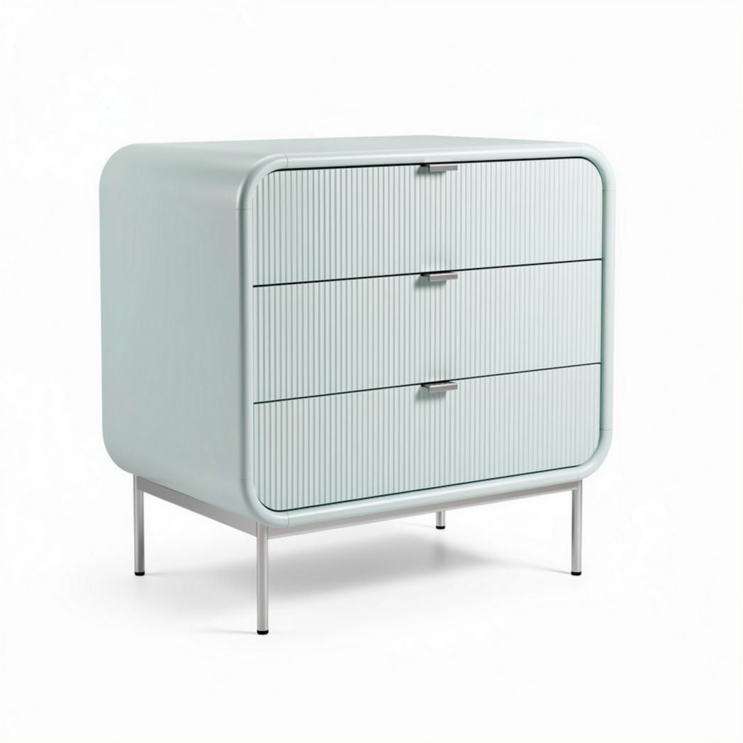 Commode en métal bleu clair avec trois tiroirs 60 x 40 x 50cm