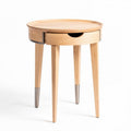 Table d'appoint en bois de hêtre avec tiroir et pieds en métal 45 x 45 x 50cm